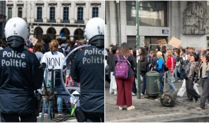 Belgium passed a law making tuition expensive while students stormed parliament (1 photo + 4 videos)