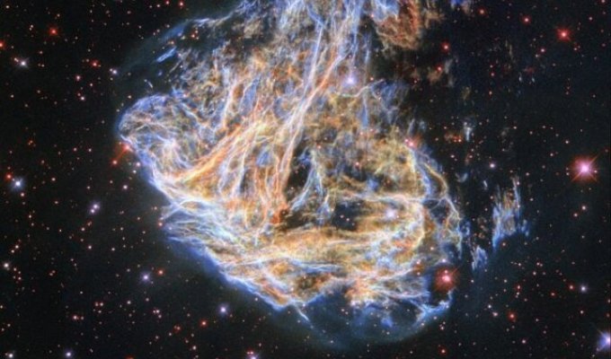 The Hubble telescope took a picture of the "threads" of the dead star