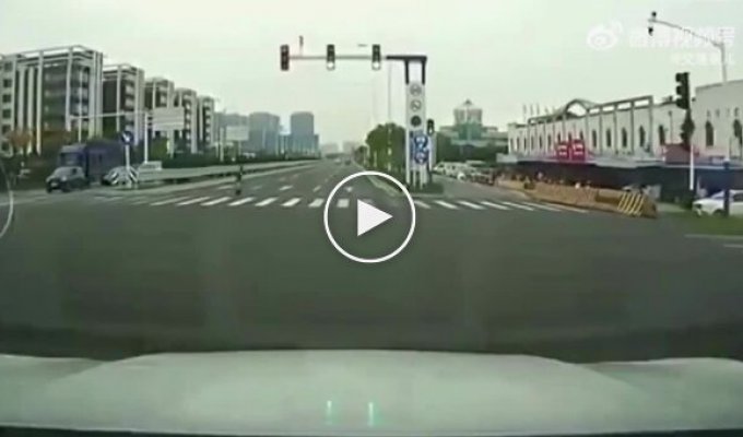 Grandma crosses the road in China