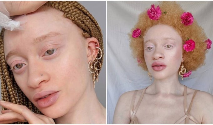 Необычные гены: западноафриканская модель с альбинизмом (7 фото)