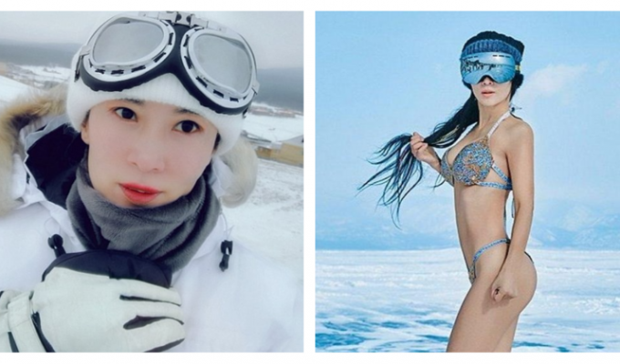 50-летняя китаянка в купальнике устроила фотосессию на Байкале (11 фото + 2 видео)