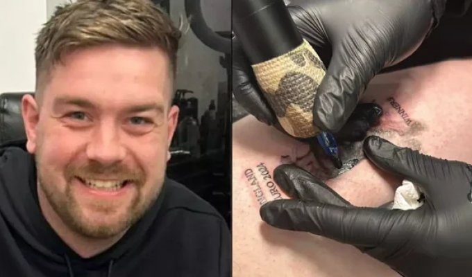 The English fan was in a hurry with the tattoo, but will not remove it (3 photos)