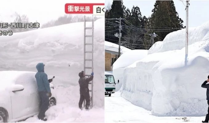 More than 5 meters of snow fell on Honshu Island (2 photos + 2 videos)