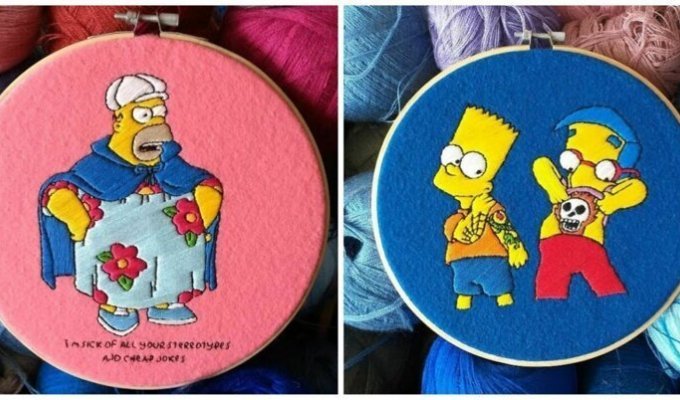 Поклонница "Симпсонов" создает яркие вышивки со сценами из мультсериала (14 фото)