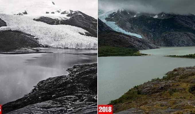 Фотосравнение: что произошло с ледниками Патагонии за последние 100 лет (4 фото)