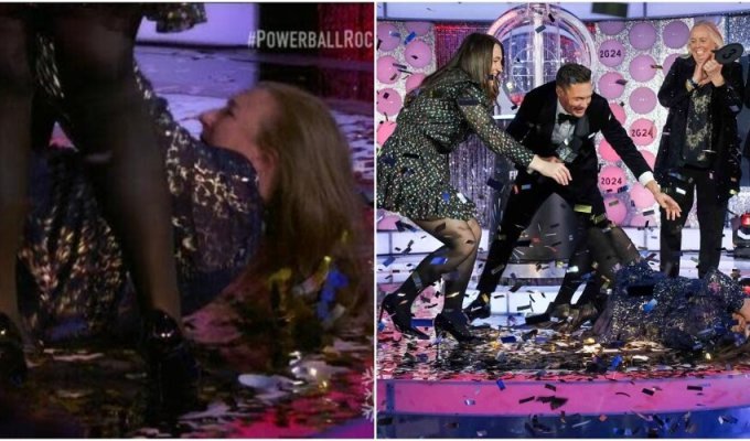 A woman fell on stage when she found out she had won a million dollars (5 photos + 1 video)