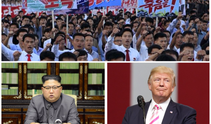 Тысячи северокорейцев устроили митинг против США и Трампа после заявления Ким Чен Ына (6 фото)