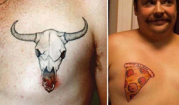 Подборка фотографий с нелепыми татуировками в области соска (15 фото)