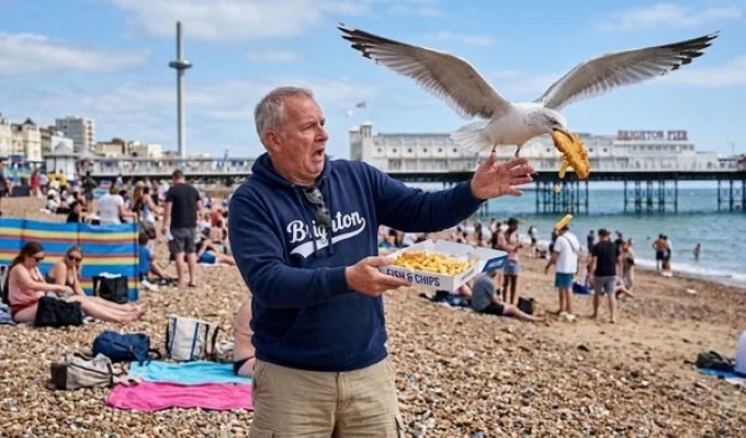Experts Calculate How Much Food Seagulls Steal From Brits Each Year (1 photo + 2 videos)
