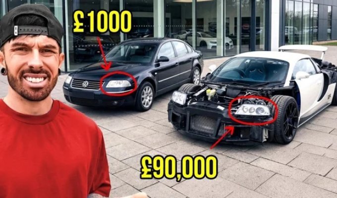 A blogger serviced a Bugatti for 16 times less by buying parts from a regular VW (1 photo + 2 videos)