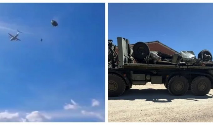 Неудачное приземление военного бронеавтомобиля в Испании (3 фото + 1 видео)