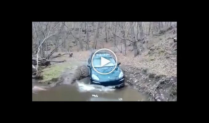 Porsche Cayenne застрял в водоеме