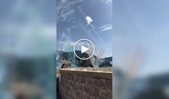 Spectacular daytime fireworks at an Italian festival