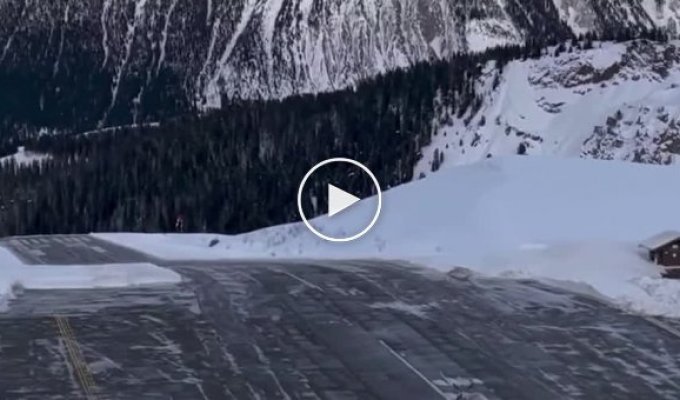 525 meters of strip and a cliff. Takeoff at Courchevel Airport, France