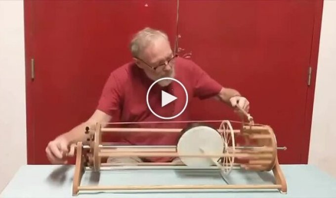 A man showed an unusual musical instrument