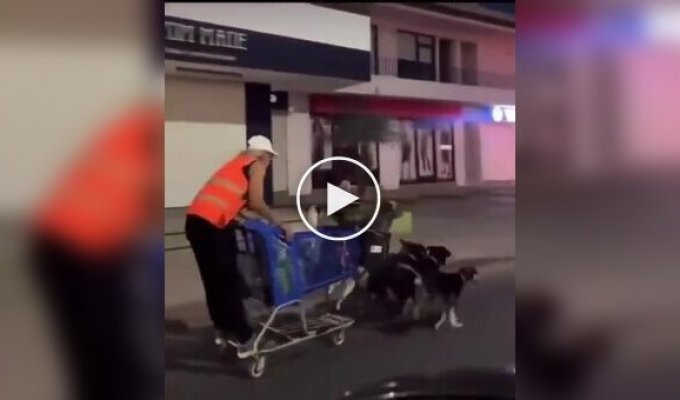 A man rode a cart from a supermarket