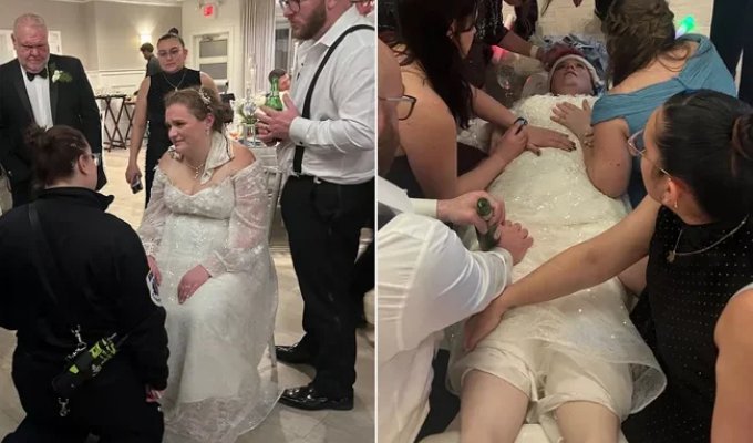 They called an ambulance: the bride had fun on the dance floor until she lost consciousness (3 photos + 1 video)