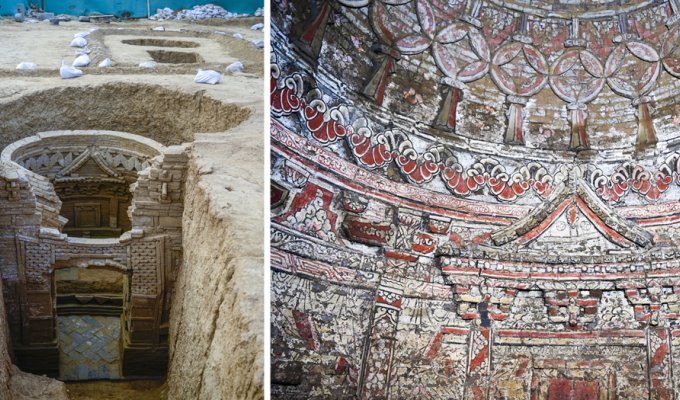 В Китае нашли 12 расписных гробниц периода хана Хубилая, внука Чингисхана (8 фото)