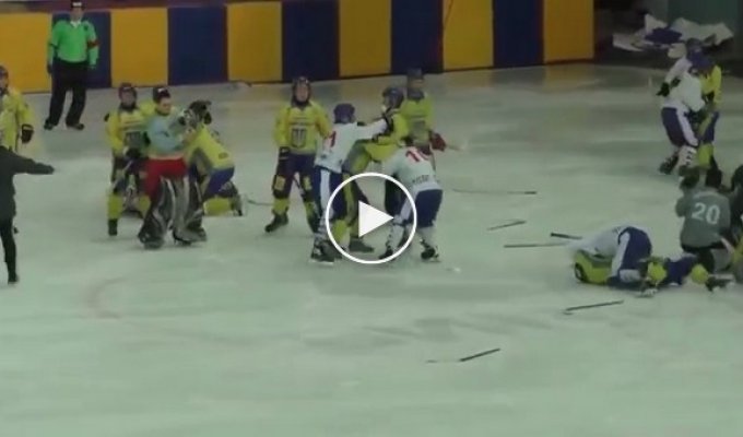 Хоккейнй матч Украина - Монголия закончился массовой дракой