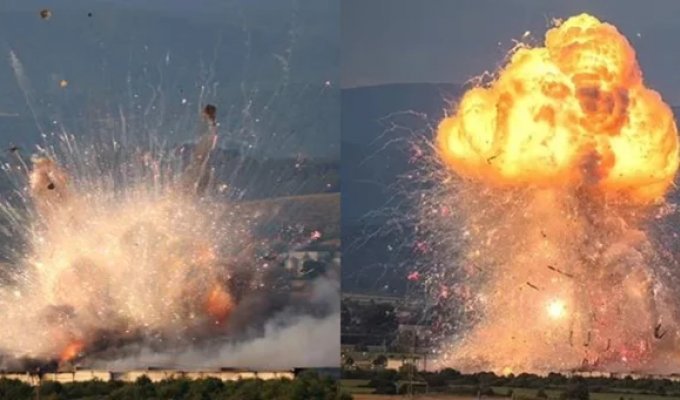 A warehouse with pyrotechnics exploded in Bulgaria (2 photos + 2 videos)