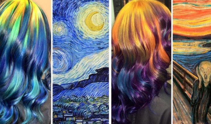 Парикмахер превращает волосы своих клиентов в известные произведения искусства (10 фото)