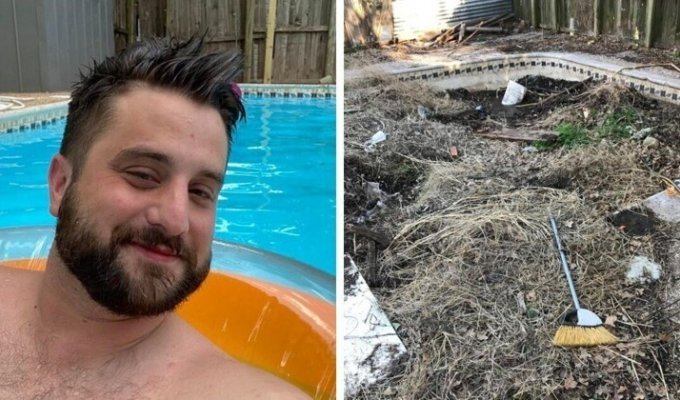 Мужчина неожиданно обнаружил во дворе своего дома бассейн (6 фото)