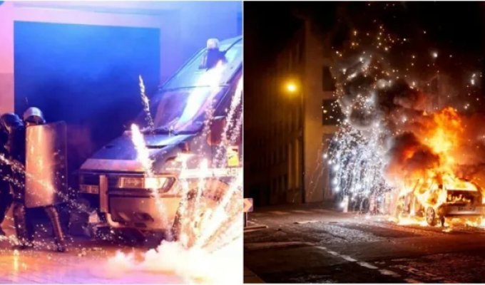 В Париже футбольные фанаты отметили победу любимой команды столкновениями с полицией (1 фото + 6 видео)