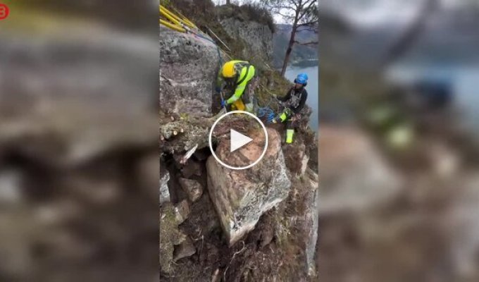 «Все ради безопасности: норвежцы эффектно убрали огромный валун над дорогой