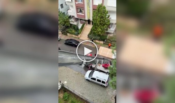 In Turkey, a 100-inch TV was delivered via a fire escape