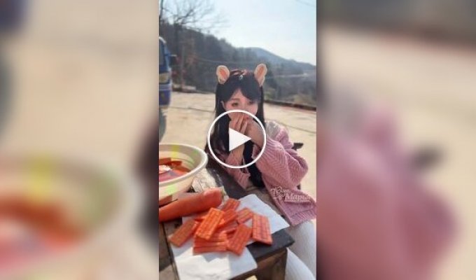 Китаянка вырезает скульптуры из морковки зубами