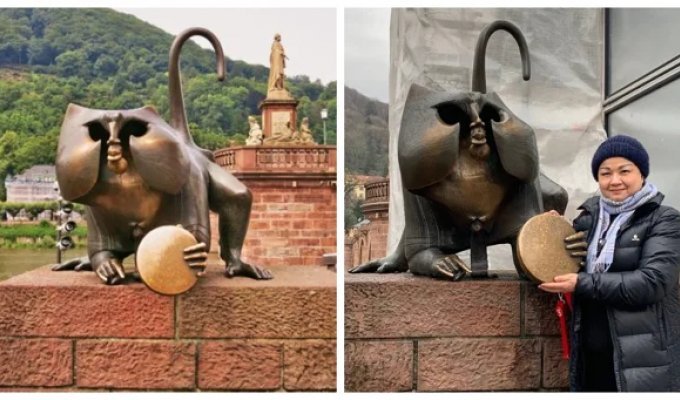 Heidelberg Monkey Bridge and its symbolic keeper (11 photos + 1 video)