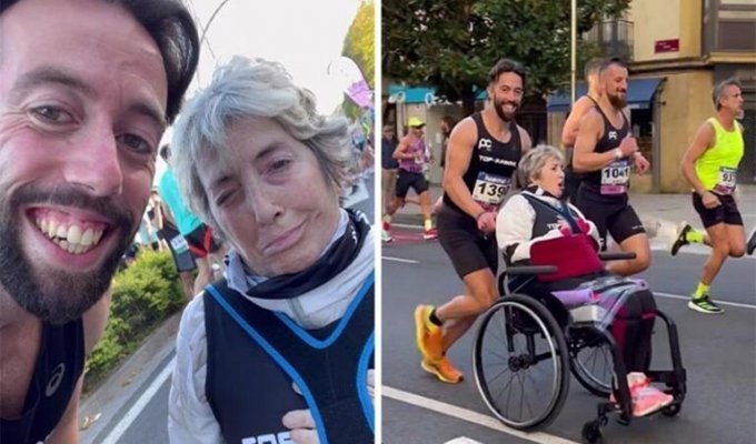 The fastest marathon runner pushing a wheelchair (12 photos)