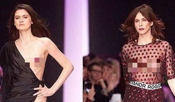 На Неделе моды в Москве на подиум вышла модель с обнаженной грудью (2 фото)