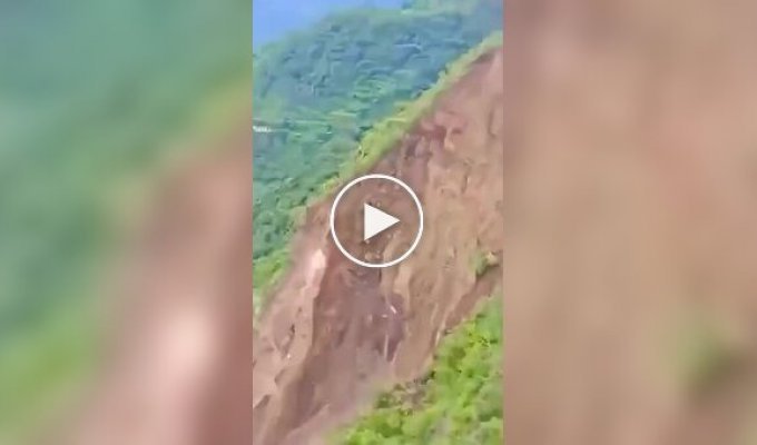 A massive landslide destroyed a section of a mountain road