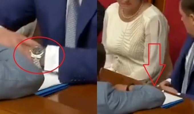 Неловко получилось: украинский чиновник на заседании Рады попытался спрятать дорогие часы (4 фото + 1 видео)