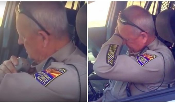 Полицейский не смог сдержать слез, уходя на пенсию с любимой работы (3 фото + 1 видео)