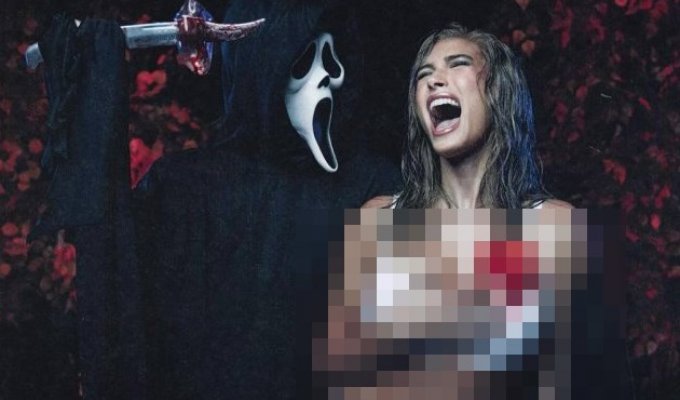 Hailey Bieber and her variation on the Scary Movie theme for Halloween (4 photos + video)