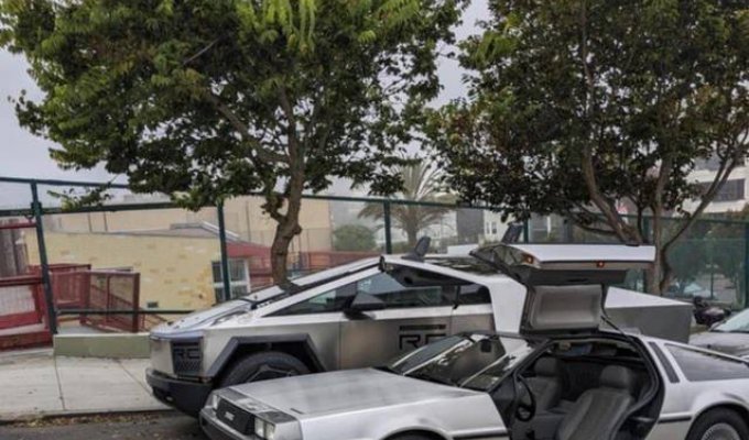 Tesla Cybertruck and DeLorean look like aliens (3 photos)