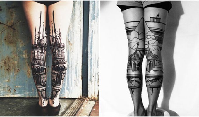 Татуировки вместо чулок: тату-гравюры, сделанные на задней части ног (12 фото)