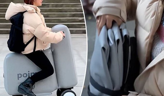 Японцы создали надувной электровелосипед, который помещается в рюкзаке (5 фото + 1 видео)