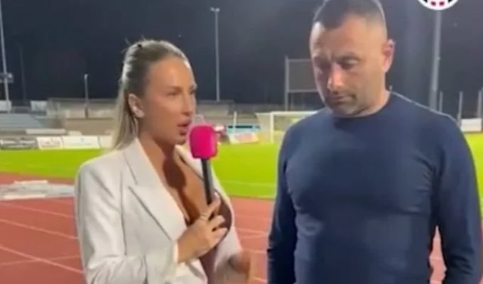 Czech coach becomes a meme after refusing to look at busty reporter's chest (5 photos + video)
