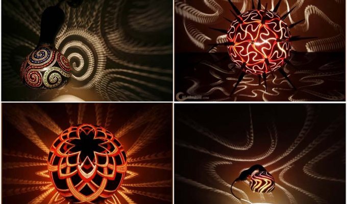 Удивительные светильники из тыкв – произведения искусства (29 фото)