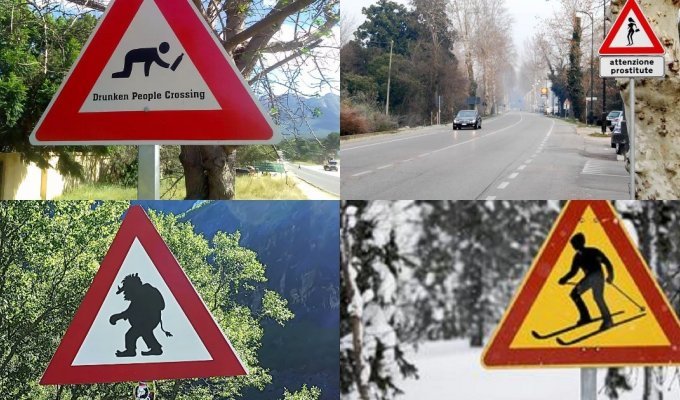 Є чим здивувати водіїв: добірка незвичайних дорожніх знаків з різних куточків світу (10 фото)