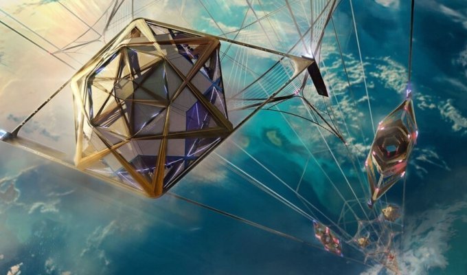 Concept of an elevator that can take passengers into space (7 photos + 1 video)