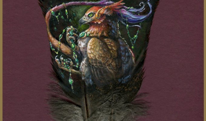Портреты животных и птиц, нарисованные на перьях индейки (16 фото)