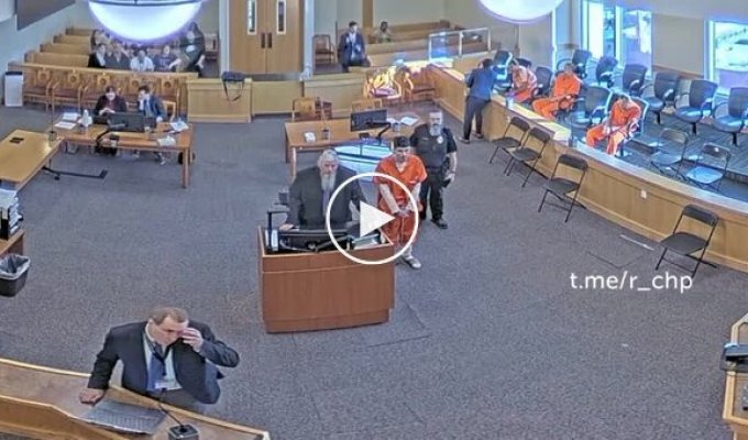 Mass brawl in a US courthouse