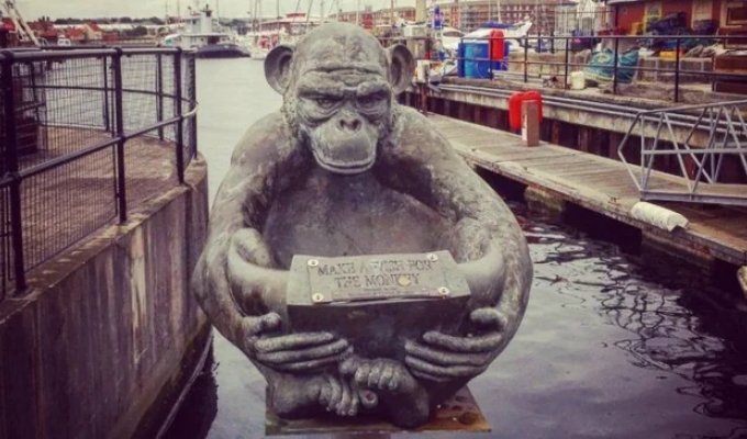 История одного памятника, или Как англичане казнили за шпионаж обезьяну (5 фото)