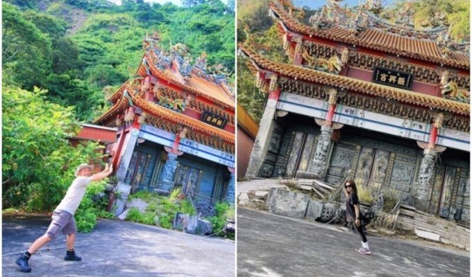 Туристы облюбовали подобие "Пизанской башни" на Тайване (9 фото + 1 видео)