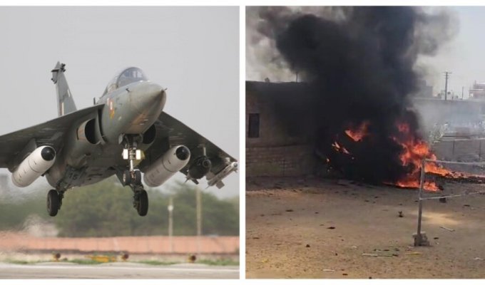 In India, a supersonic Tejas fighter crashed during an exercise (5 photos + 2 videos)