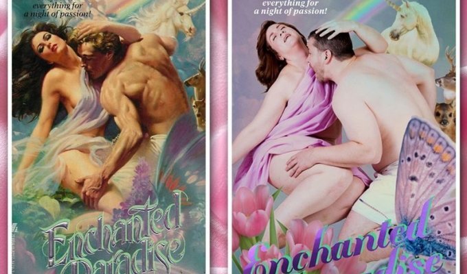 10 книжных обложек любовных романов, воссозданные реальными людьми (11 фото)